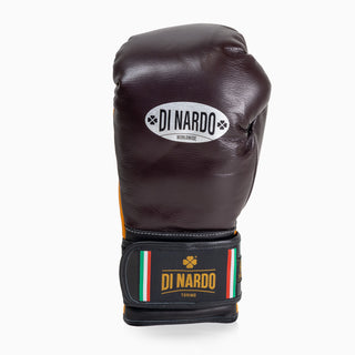 Guantes de boxeo Di Nardo con Velcro 16 Oz Borgoña-amarillo 