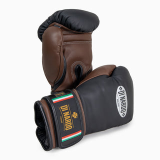 Guantes de boxeo Di Nardo con Velcro 16 Oz Negro-cacao 