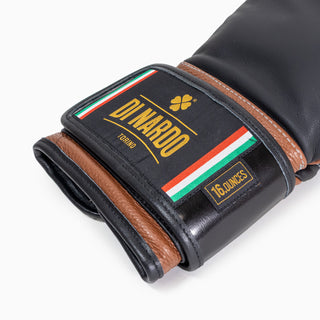 Guantes de boxeo Di Nardo con Velcro 16 Oz Negro-marrón 