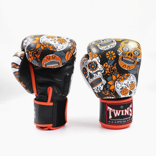 Guantes Muay Thai Twins Special FBGVL 3 Skull Naranja 