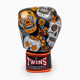 Guantes Muay Thai Twins Special FBGVL 4 Skull Naranja 
