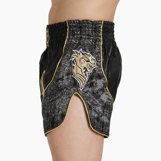 Pantalones cortos kick-tailandés Leone Elite AB879 Negro-Combat Arena