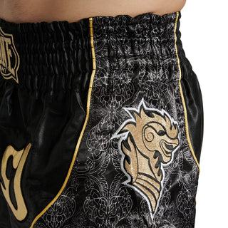 Pantalones cortos kick-tailandés Leone Elite AB879 Negro-Combat Arena