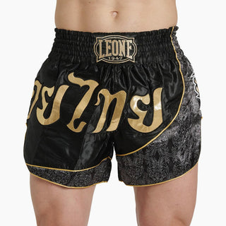 Pantalones cortos kick-tailandés Leone Elite AB879 Negro-Combat Arena