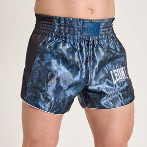Pantalones cortos kick-tailandés Leone Urban Fighter AB998 camuflaje azul-verde-Combat Arena