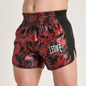 Pantalones cortos kick-thai Leone Urban Fighter AB998 negro-rojo camo-Combat Arena