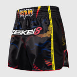 Pantalones cortos kick-tailandés Venum Tekken 8 Yoshimitsu Negro-naranja-Combat Arena