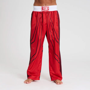 Pantalones Kickboxing WAKO Leone AB992 Rojo-Combat Arena