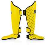 Espinilleras Fairtex Competición SP5 con protectores de pies Amarillo