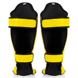 Espinilleras Fairtex Competición SP5 con protectores de pies Amarillo
