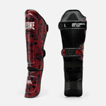 Espinilleras Leone Urban Fighter PT118 camuflaje rojo-negro 