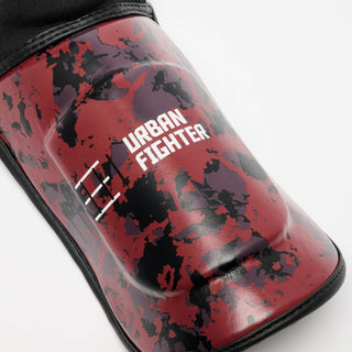 Espinilleras Leone Urban Fighter PT118 camuflaje rojo-negro 