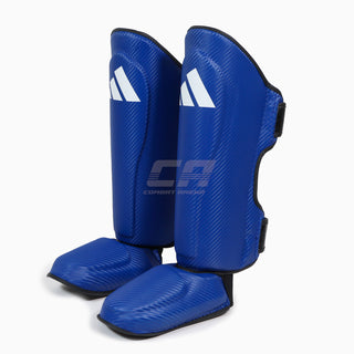 Espinilleras con parapiede Adidas Pro Kickboxing WAKO Azul-blanco 