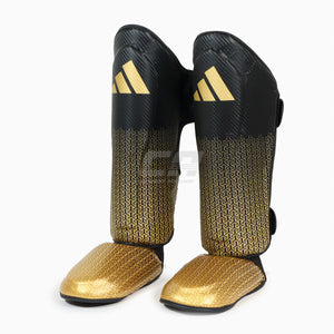 Espinilleras con parapiede Adidas Pro Kickboxing WAKO Negro-oro 