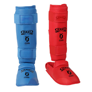 Espinilleras Karate Kumite Itaki con protectores de pies FIJLKAM art.413FIJ 