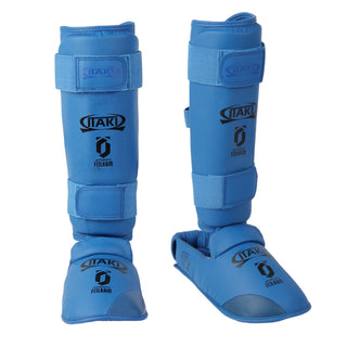 Espinilleras Karate Kumite Itaki con protectores de pies FIJLKAM art.413FIJ 