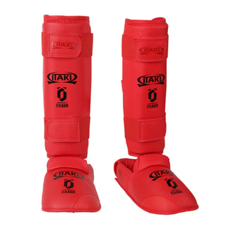 Espinilleras Karate Kumite Itaki con protectores de pies FIJLKAM art.413FIJ 