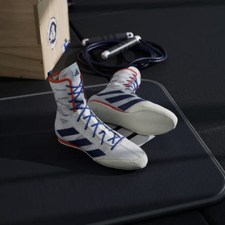 Botas de boxeo Adidas Box Hog 4 Blanco-azul 