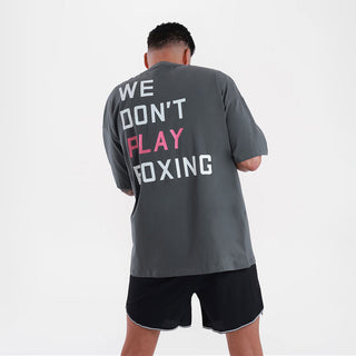 Camiseta Boxraw We Don't Play Boxing Oversize Gris-rosa-Combat Arena