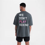 Camiseta Boxraw We Don't Play Boxing Oversize Gris-rosa-Combat Arena