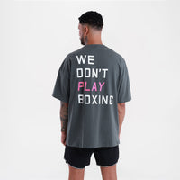 Camiseta Boxraw We Don't Play Boxing Oversize Gris-rosa-Combat Arena