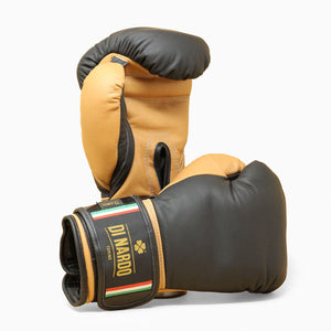 Guantes de boxeo Di Nardo con velcro 12 Oz Negro-ocre 